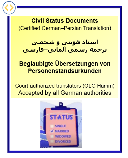 Civil Status Documents - Certified German–Persian Translation